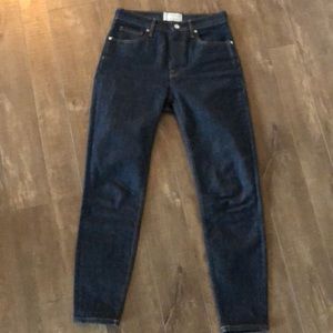 Everlane High Rise slim straight jean in dark indigo